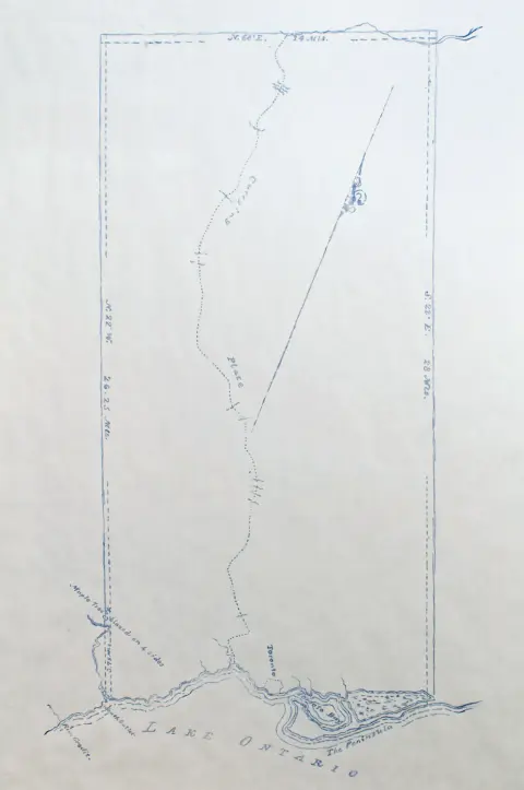2,000 gun flints, 24 brass kettles, 10 dozen mirrors, 2 dozen laced hats, 1 bale flowered flannel, 96 gallons rum — Blueprinter's carbon on paper; 60x40", 2012 (3 of 3)