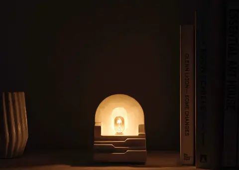 The Stars Are Not Jewels But Endless Fire — Plaster, electric wiring, incandescent lightbulb - 4x4x5", 2026 (6 of 6)