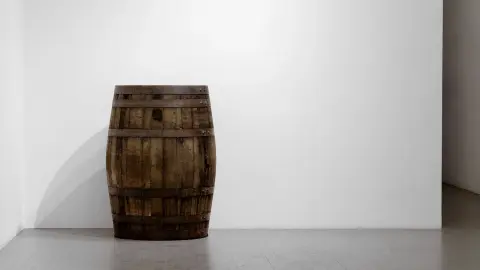 The Lost Cooper's Cask (Spooky Action) — wood cask, steel rings, electronics, 36"x25"x25", 2017 (3 of 3)