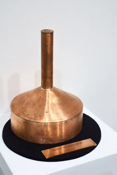 'Spirit Receiver No. 1' - copper, solder, breath, time - 11x8x8 inches - installation view - 2017