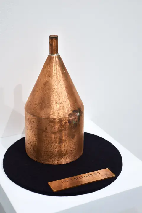 'Spirit Receiver No. 3' - copper, solder, breath, time - 10x6x6 inches - installation view - 2017