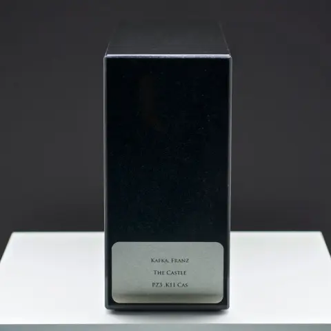 'Refinement Pavilion #4 (Kafka, Franz. The Castle. PZ3 .K11 Cas)' - marble, aluminium plate, ash, sealant - 2014