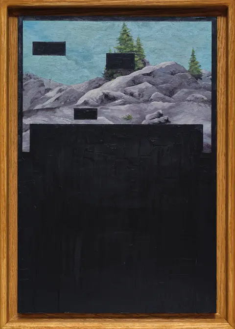 "Meanwhile, somewhere in Canada..." — Oil on panel - each work is 12" tall, framed in American oak (widths variable), 2026 (19 of 19)