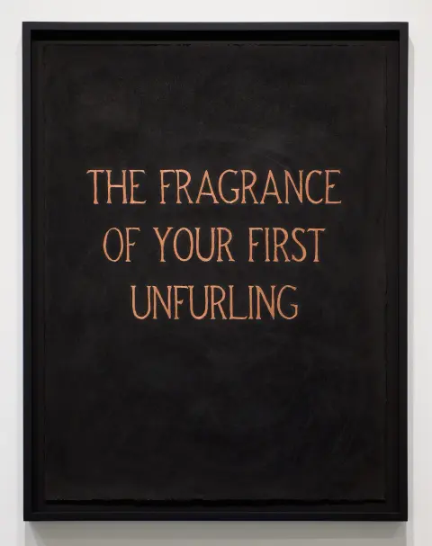 'To Conjure from Vapour No. 06 (The Lovers)' - anthracite coal, charcoal, copper leaf on paper, 30x22 inches